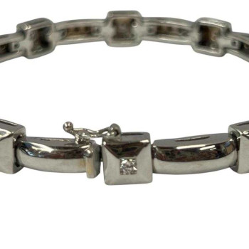 BRACELET EN OR BLANC 18CT & DIAMANTS 28.70GRS 0.65CTS