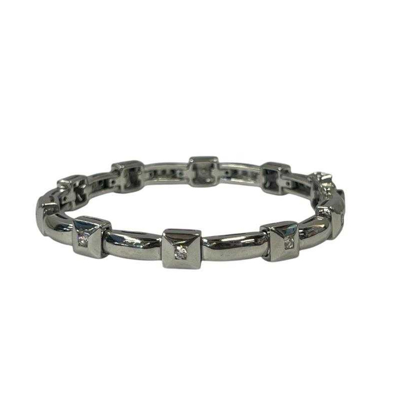 BRACELET EN OR BLANC 18CT & DIAMANTS 28.70GRS 0.65CTS