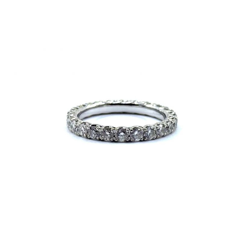 BAGUE OR BLANC 18K RIVIERE DE DIAMANTS (1.40 CTS) 2.47G T. 53