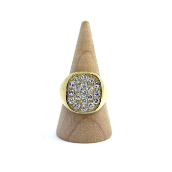 CHEVALIERE OR JAUNE 18K & DIAMANTS 9.40G T.59