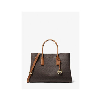 MK Ruthie Large Signature Logo Satchel - Brown - Michael Kors