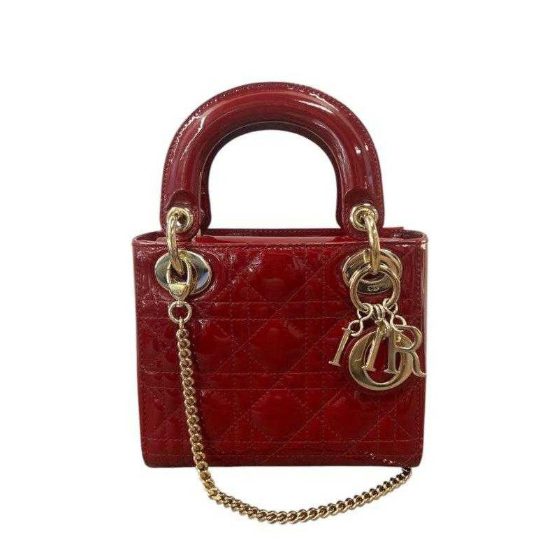 SAC LADY DIOR MINI CHAIN CUIR VERNIS AVEC DUSTBAGT SAC LADY DIOR MINI CHAIN CUIR VERNIS AVEC DUSTBAGT