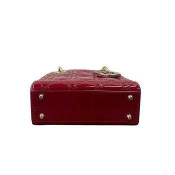 SAC LADY DIOR MINI CHAIN CUIR VERNIS AVEC DUSTBAGT 