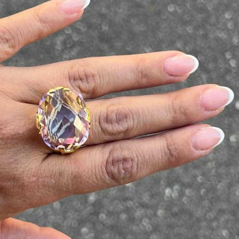 BAGUE LEON HATOT EN OR JAUNE 18K AVEC AMETHYSTE 20GRS AVEC ECRIN 