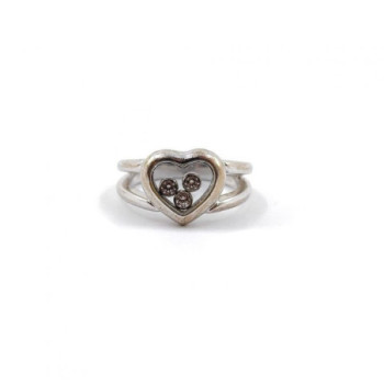 BAGUE CHOPARD HAPPY HEART OR BLANC 18CTS & DIAMANTS T.52 7.50G