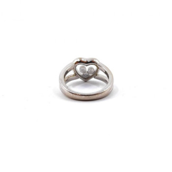 BAGUE CHOPARD HAPPY HEART OR BLANC 18CTS & DIAMANTS T.52 7.50G