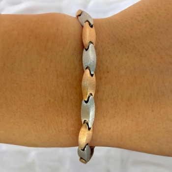 BRACELET OR GRIS ET ROSE OR 18CT 10.70GR
