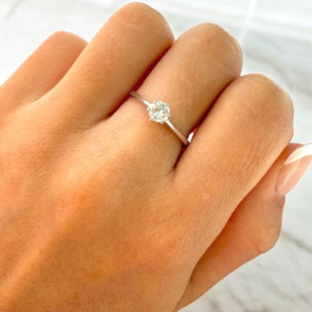BAGUE SOLITAIRE OR BLANC 18CT 2.38 GR T56