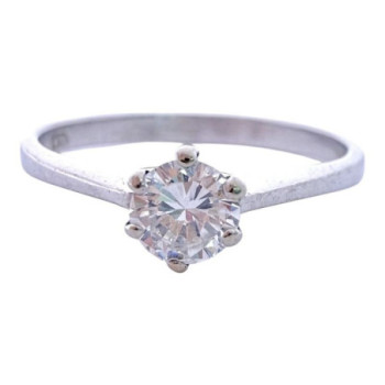 BAGUE SOLITAIRE OR BLANC 18CT 2.38 GR T56