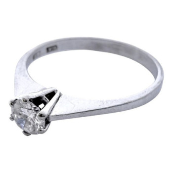 BAGUE SOLITAIRE OR BLANC 18CT 2.38 GR T56