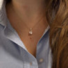 CHAINE PENDENTIF BLUSH OR ROSE 750 MORGANITE + DIAMANTS 3.63GRS