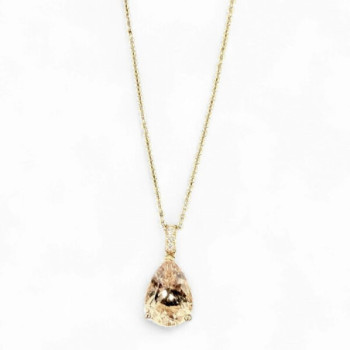 CHAINE PENDENTIF BLUSH OR ROSE 750 MORGANITE + DIAMANTS 3.63GRS