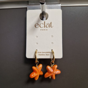 BO ETOILE DE MER ORANGE EN ACIER INOXYDABLE