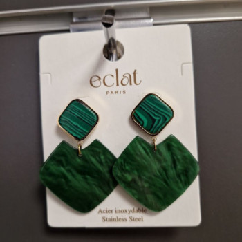 BO VERTE ACRYLIQUE EFFET MALACHITE EN ACIER INOXYDABLE