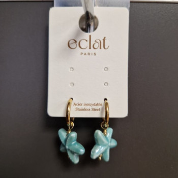 BO ACRYLIQUE ETOILE DE MER BLEU EN ACIER INOXYDABLE