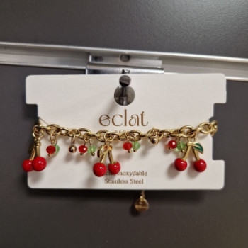 BRACELET BRELOQUES CERISES EN ACIER INOXYDABLE