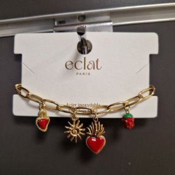 BRACELET COEUR FLAMME EN ACIER INOXYDABLE