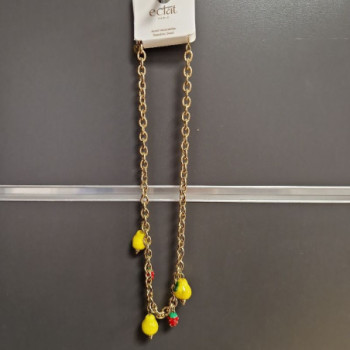 COLLIER POIRE ET FRAISE EN ACIER INOXYDABLE