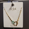 COLLIER CERCLE ET PERLES VERTES EN ACIER INOXYDABLE