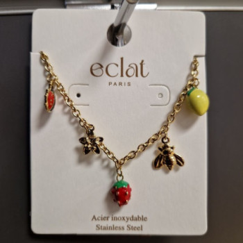 COLLIER BRELOQUES FRUITS COCC EN ACIER INOXYDABLE