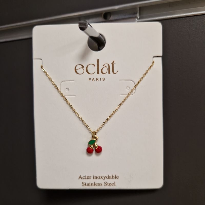 COLLIER CERISE EN ACIER INOXYDABLE