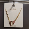 COLLIER CERCLE ET PERLES ROSES EN ACIER INOXYDABLE