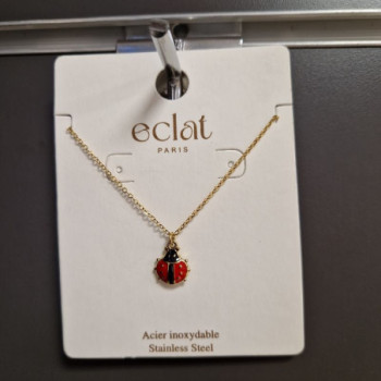 COLLIER COCCINELLE EN ACIER INOXYDABLE