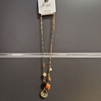 COLLIER BRELOQUES MER ROSE EN ACIER INOXYDABLE