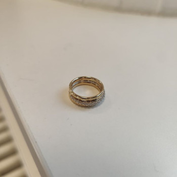 BAGUE OR JAUNE 18K ZIRCONS 4.32GR T52