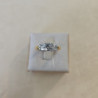 BAGUE OR JAUNE ET BLANC 18CT 8.70GRS AVEC AIGUE MARINE 0.56CT ET DMTS 0.063CTS T.56