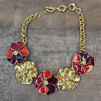 COLLIER YSL VINTAGE PLAQUE OR
