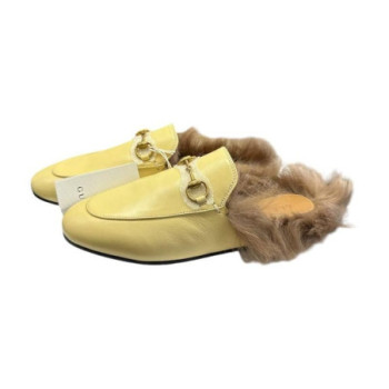 GUCCI MULES BEIGE YELLOW CUIR T37