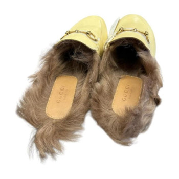 GUCCI MULES BEIGE YELLOW CUIR T37