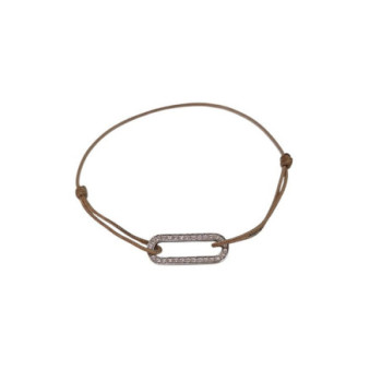BRACELET SUR CORDON REGLABLE DINH VAN OR BLANC 18 CT ET DIAMANT MAILLON L