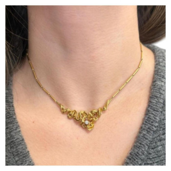 COLLIER GILBERT ALBERT OR 18CT (750) AVEC DIAMANTS 19.17GRS