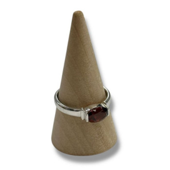 BAGUE OR BLANC 14CT PIERRE ROUGE 2,40GRS T56