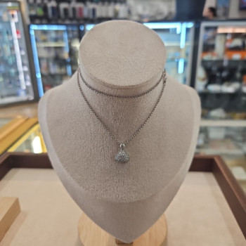 COLLIER + PENDENTIF CHOPARD PUSHKIN 18CT GRIS 0.80CT