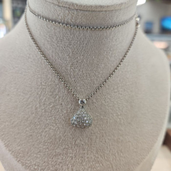 COLLIER + PENDENTIF CHOPARD PUSHKIN 18CT GRIS 0.80CT