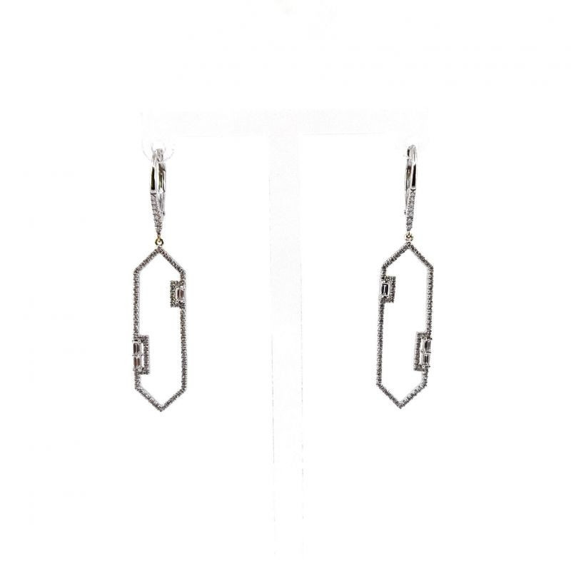 BOUCLES D'OREILLES OR BLANC 18K & DIAMANTS 3.77G BOUCLES D'OREILLES OR BLANC 18K & DIAMANTS 3.77G