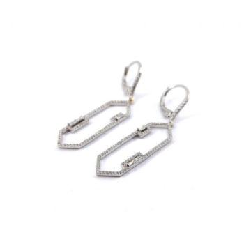 BOUCLES D'OREILLES OR BLANC 18K & DIAMANTS 3.77G
