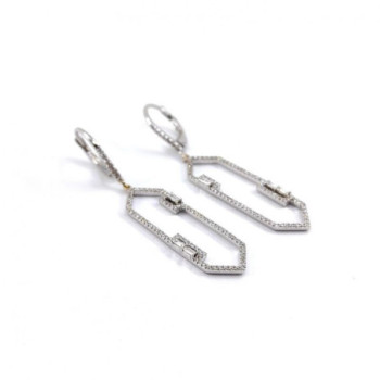 BOUCLES D'OREILLES OR BLANC 18K & DIAMANTS 3.77G
