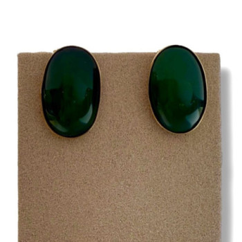 BOUCLES OREILLES CLIP OR JAUNE 18 CT ET JADE DE BIRMANIE 11.90 GR