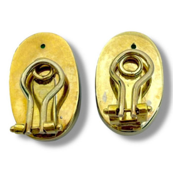 BOUCLES OREILLES CLIP OR JAUNE 18 CT ET JADE DE BIRMANIE 11.90 GR