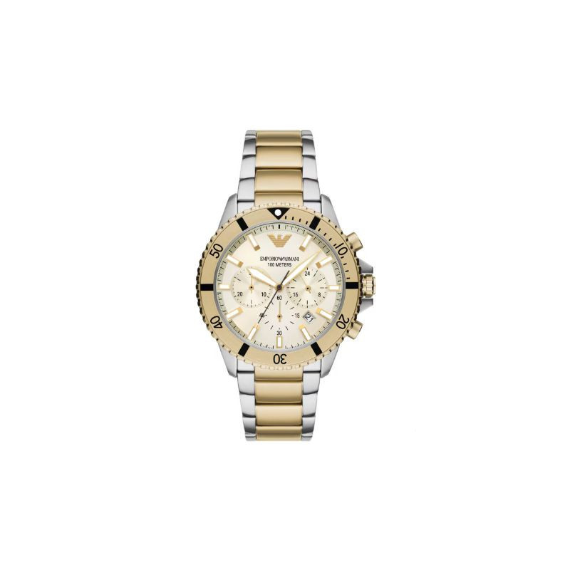 Emporio Armani Diver Chronographe En Acier Inoxydable Bicolore Emporio Armani Diver Chronographe En Acier Inoxydable Bicolore