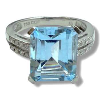 BAGUE OR 18CT T52 +DIAMS 4.98GRS