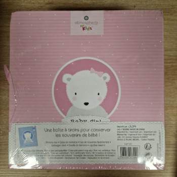 BOITE A SOUVENIR 9 CASES ROSE OURSON