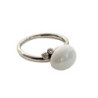 BAGUE POMELLATO CAPRI CERAMIQUE BLANCHE ET DIAMANTS T52 OR BLANC 18 CT 5.74 GR