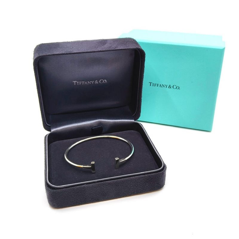 BRACELET TIFFANY T WIRE OR BLANC 18K 8.26G LARGE