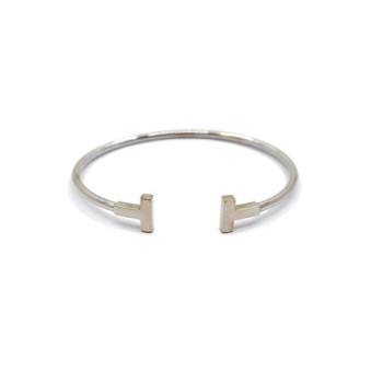 BRACELET TIFFANY T WIRE OR BLANC 18K 8.26G LARGE