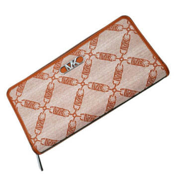 MK Hudson Empire Logo Jacquard Wallet - Luggage Brown - Michael Kors